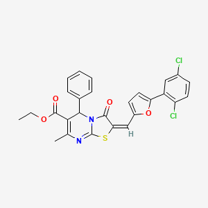 Ethyl 2-((5-(2,5-dichlorophenyl)furan-2-yl)methylene)-7-methyl-3-oxo-5-phenyl-3,5-dihydro-2H-thiazolo[3,2-a]pyrimidine-6-carboxylate