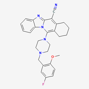 molecular formula C28H28FN5O B12039375 11-[4-(5-Fluoro-2-methoxybenzyl)-1-piperazinyl]-7,8,9,10-tetrahydrobenzimidazo[1,2-B]isoquinoline-6-carbonitrile 