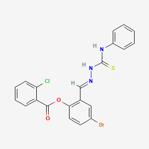 [4-bromo-2-[(E)-(phenylcarbamothioylhydrazinylidene)methyl]phenyl] 2-chlorobenzoate