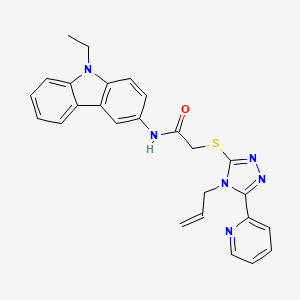 molecular formula C26H24N6OS B12039538 2-((4-Allyl-5-(pyridin-2-yl)-4H-1,2,4-triazol-3-yl)thio)-N-(9-ethyl-9H-carbazol-3-yl)acetamide CAS No. 618880-13-0