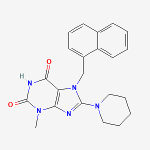 molecular formula C22H23N5O2 B12039599 3-Methyl-7-(naphthalen-1-ylmethyl)-8-(piperidin-1-yl)-1H-purine-2,6(3H,7H)-dione CAS No. 476480-08-7