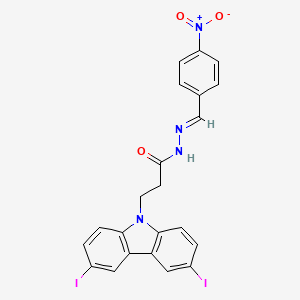 molecular formula C22H16I2N4O3 B12039718 3-(3,6-Diiodo-9H-carbazol-9-YL)-N'-(4-nitrobenzylidene)propanohydrazide 