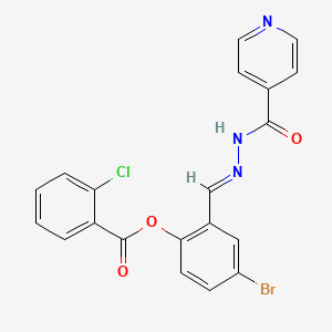 molecular formula C20H13BrClN3O3 B12039773 4-Bromo-2-(2-isonicotinoylcarbohydrazonoyl)phenyl 2-chlorobenzoate CAS No. 339271-54-4