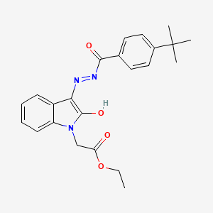 molecular formula C23H25N3O4 B12039815 (Z)-Ethyl 2-(3-(2-(4-(tert-butyl)benzoyl)hydrazono)-2-oxoindolin-1-yl)acetate CAS No. 461710-19-0