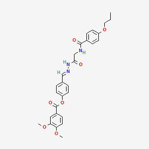 molecular formula C28H29N3O7 B12039845 [4-[(E)-[[2-[(4-propoxybenzoyl)amino]acetyl]hydrazinylidene]methyl]phenyl] 3,4-dimethoxybenzoate CAS No. 767320-24-1