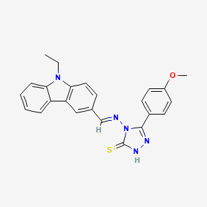 molecular formula C24H21N5OS B12039878 4-{[(E)-(9-Ethyl-9H-carbazol-3-YL)methylidene]amino}-5-(4-methoxyphenyl)-4H-1,2,4-triazole-3-thiol CAS No. 478253-62-2