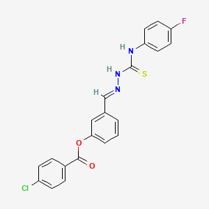 3-(2-((4-Fluoroanilino)carbothioyl)carbohydrazonoyl)phenyl 4-chlorobenzoate