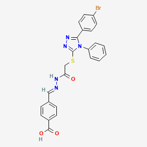 4-{(E)-[({[5-(4-bromophenyl)-4-phenyl-4H-1,2,4-triazol-3-yl]sulfanyl}acetyl)hydrazono]methyl}benzoic acid