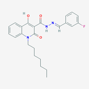 molecular formula C24H26FN3O3 B12039974 N'-[(E)-(3-fluorophenyl)methylidene]-1-heptyl-4-hydroxy-2-oxo-1,2-dihydroquinoline-3-carbohydrazide 