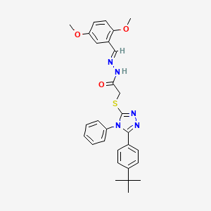 molecular formula C29H31N5O3S B12040066 2-{[5-(4-tert-butylphenyl)-4-phenyl-4H-1,2,4-triazol-3-yl]sulfanyl}-N'-[(E)-(2,5-dimethoxyphenyl)methylidene]acetohydrazide 