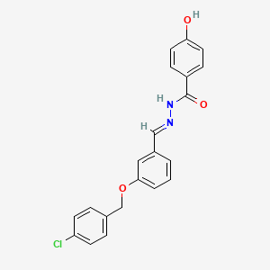 molecular formula C21H17ClN2O3 B12040111 N'-(3-((4-Chlorobenzyl)oxy)benzylidene)-4-hydroxybenzohydrazide 