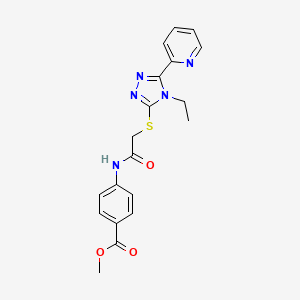 molecular formula C19H19N5O3S B12040124 methyl 4-[({[4-ethyl-5-(2-pyridinyl)-4H-1,2,4-triazol-3-yl]sulfanyl}acetyl)amino]benzoate CAS No. 578003-94-8