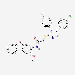 2-{[5-(4-chlorophenyl)-4-(4-methylphenyl)-4H-1,2,4-triazol-3-yl]sulfanyl}-N-(2-methoxydibenzo[b,d]furan-3-yl)acetamide