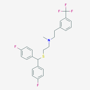 molecular formula C24H25F2NS B120402 N-(2-(Bis(4-fluorophenyl)methylthio)ethyl)-N-methyl-N-(2-phenyl)ethylamine CAS No. 146931-13-7
