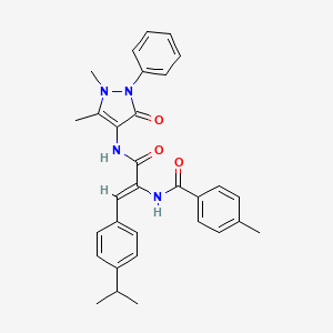 molecular formula C31H32N4O3 B12040206 N-[(Z)-1-{[(1,5-dimethyl-3-oxo-2-phenyl-2,3-dihydro-1H-pyrazol-4-yl)amino]carbonyl}-2-(4-isopropylphenyl)ethenyl]-4-methylbenzamide CAS No. 312938-30-0