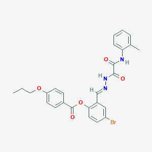 4-Bromo-2-(2-(oxo(2-toluidino)acetyl)carbohydrazonoyl)phenyl 4-propoxybenzoate