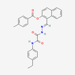 molecular formula C29H25N3O4 B12040264 1-(2-((4-Ethylanilino)(oxo)acetyl)carbohydrazonoyl)-2-naphthyl 4-methylbenzoate CAS No. 769153-29-9