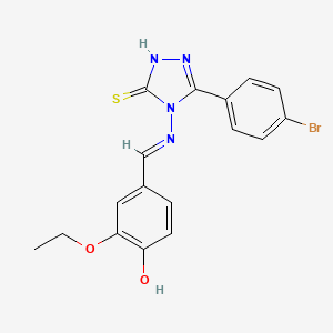 4-[(E)-{[3-(4-bromophenyl)-5-sulfanyl-4H-1,2,4-triazol-4-yl]imino}methyl]-2-ethoxyphenol