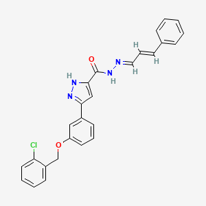 5-{3-[(2-chlorobenzyl)oxy]phenyl}-N'-[(1E,2E)-3-phenylprop-2-en-1-ylidene]-1H-pyrazole-3-carbohydrazide