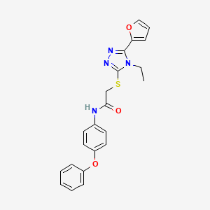 molecular formula C22H20N4O3S B12040315 2-{[4-ethyl-5-(furan-2-yl)-4H-1,2,4-triazol-3-yl]sulfanyl}-N-(4-phenoxyphenyl)acetamide CAS No. 618412-54-7