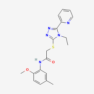 molecular formula C19H21N5O2S B12040344 2-{[4-ethyl-5-(pyridin-2-yl)-4H-1,2,4-triazol-3-yl]sulfanyl}-N-(2-methoxy-5-methylphenyl)acetamide CAS No. 618414-23-6