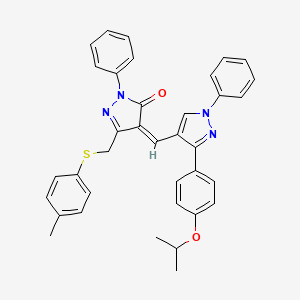 (4Z)-4-{[3-(4-Isopropoxyphenyl)-1-phenyl-1H-pyrazol-4-YL]methylene}-5-{[(4-methylphenyl)sulfanyl]methyl}-2-phenyl-2,4-dihydro-3H-pyrazol-3-one