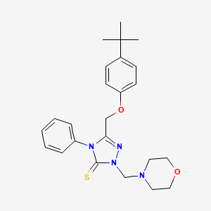 molecular formula C24H30N4O2S B12040356 5-[(4-Tert-butylphenoxy)methyl]-2-(4-morpholinylmethyl)-4-phenyl-2,4-dihydro-3H-1,2,4-triazole-3-thione 