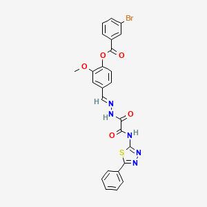 2-Methoxy-4-[(E)-({oxo[(5-phenyl-1,3,4-thiadiazol-2-YL)amino]acetyl}hydrazono)methyl]phenyl 3-bromobenzoate