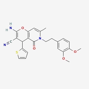 2-amino-6-[2-(3,4-dimethoxyphenyl)ethyl]-7-methyl-5-oxo-4-(thiophen-2-yl)-5,6-dihydro-4H-pyrano[3,2-c]pyridine-3-carbonitrile