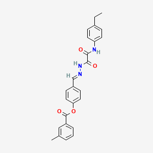 molecular formula C25H23N3O4 B12040490 4-(2-((4-Ethylanilino)(oxo)acetyl)carbohydrazonoyl)phenyl 3-methylbenzoate CAS No. 769152-92-3