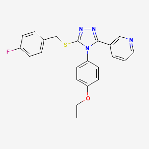 molecular formula C22H19FN4OS B12040508 3-(4-(4-Ethoxyphenyl)-5-((4-fluorobenzyl)thio)-4H-1,2,4-triazol-3-yl)pyridine CAS No. 477329-85-4