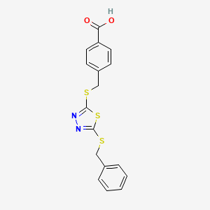 molecular formula C17H14N2O2S3 B12040511 4-(((5-(Benzylthio)-1,3,4-thiadiazol-2-yl)thio)methyl)benzoic acid CAS No. 477331-33-2