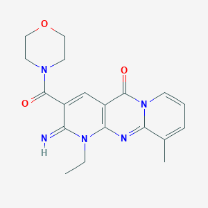 7-Ethyl-6-imino-11-methyl-5-(morpholine-4-carbonyl)-1,7,9-triazatricyclo[8.4.0.03,8]tetradeca-3(8),4,9,11,13-pentaen-2-one