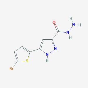 molecular formula C8H7BrN4OS B12040632 5-(5-bromothiophen-2-yl)-1H-pyrazole-3-carbohydrazide 