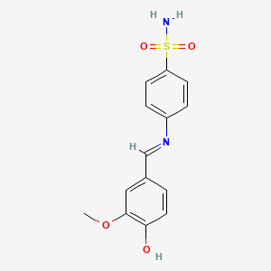 molecular formula C14H14N2O4S B12040650 (E)-4-(4-Hydroxy-3-methoxybenzylideneamino)benzenesulfonamide 