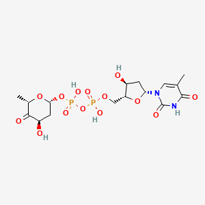 molecular formula C16H24N2O14P2 B1204066 dTDP-4-dehydro-2,6-dideoxy-beta-L-glucose 
