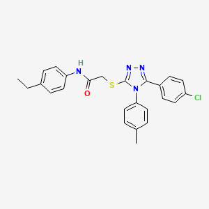 molecular formula C25H23ClN4OS B12040725 2-{[5-(4-chlorophenyl)-4-(4-methylphenyl)-4H-1,2,4-triazol-3-yl]sulfanyl}-N-(4-ethylphenyl)acetamide CAS No. 477332-64-2