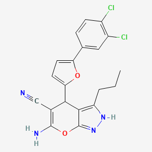 6-Amino-4-[5-(3,4-dichlorophenyl)-2-furyl]-3-propyl-1,4-dihydropyrano[2,3-c]pyrazole-5-carbonitrile