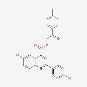 molecular formula C25H17Cl2NO3 B12040742 2-(4-Methylphenyl)-2-oxoethyl 6-chloro-2-(4-chlorophenyl)-4-quinolinecarboxylate CAS No. 355420-55-2