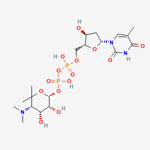 molecular formula C19H33N3O14P2 B1204075 dTDP-4-二甲氨基-4,6-二脱氧-5-C-甲基-L-甘露糖 