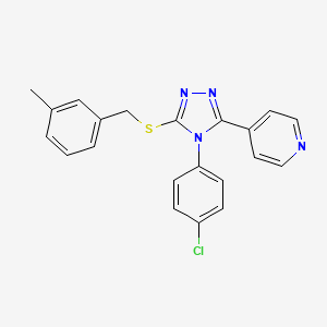 molecular formula C21H17ClN4S B12040891 4-{4-(4-chlorophenyl)-5-[(3-methylbenzyl)sulfanyl]-4H-1,2,4-triazol-3-yl}pyridine 