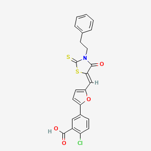 2-chloro-5-(5-{(Z)-[4-oxo-3-(2-phenylethyl)-2-thioxo-1,3-thiazolidin-5-ylidene]methyl}furan-2-yl)benzoic acid