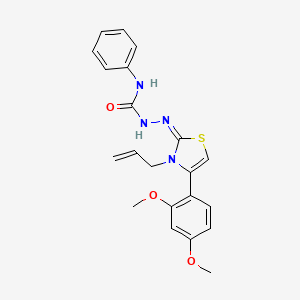 molecular formula C21H22N4O3S B12040998 (2E)-2-[4-(2,4-dimethoxyphenyl)-3-(prop-2-en-1-yl)-1,3-thiazol-2(3H)-ylidene]-N-phenylhydrazinecarboxamide 