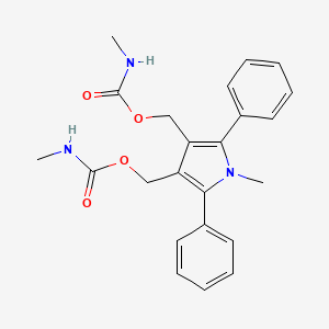 molecular formula C23H25N3O4 B1204120 1-Methyl-2,5-diphenyl-3,4-bis(hydroxymethyl)pyrrole bis(N-methylcarbamate) CAS No. 72572-62-4