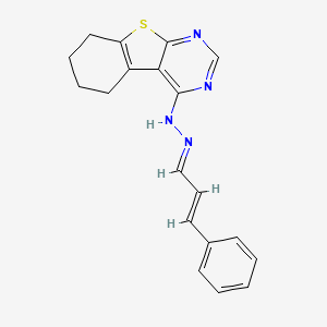 molecular formula C19H18N4S B12041209 (1E,2E)-3-phenyl-2-propenal 5,6,7,8-tetrahydro[1]benzothieno[2,3-d]pyrimidin-4-ylhydrazone 