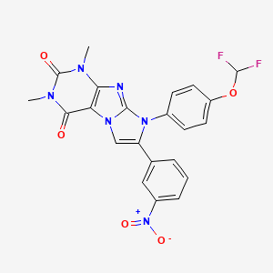 molecular formula C22H16F2N6O5 B12041234 8-[4-(difluoromethoxy)phenyl]-1,3-dimethyl-7-(3-nitrophenyl)-1H-imidazo[2,1-f]purine-2,4(3H,8H)-dione 