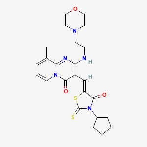 3-[(Z)-(3-cyclopentyl-4-oxo-2-thioxo-1,3-thiazolidin-5-ylidene)methyl]-9-methyl-2-{[2-(4-morpholinyl)ethyl]amino}-4H-pyrido[1,2-a]pyrimidin-4-one