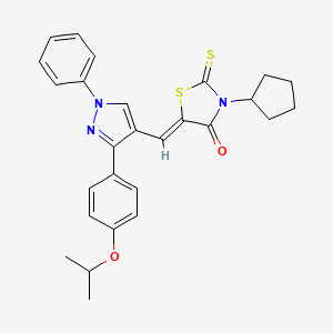 (5Z)-3-Cyclopentyl-5-{[3-(4-isopropoxyphenyl)-1-phenyl-1H-pyrazol-4-YL]methylene}-2-thioxo-1,3-thiazolidin-4-one