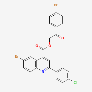 molecular formula C24H14Br2ClNO3 B12041355 2-(4-Bromophenyl)-2-oxoethyl 6-bromo-2-(4-chlorophenyl)quinoline-4-carboxylate 