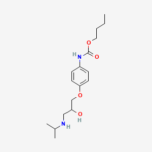 molecular formula C17H28N2O4 B1204161 Carbamic acid, (4-(2-hydroxy-3-((1-methylethyl)amino)propoxy)phenyl)-, butyl ester CAS No. 102417-15-2
